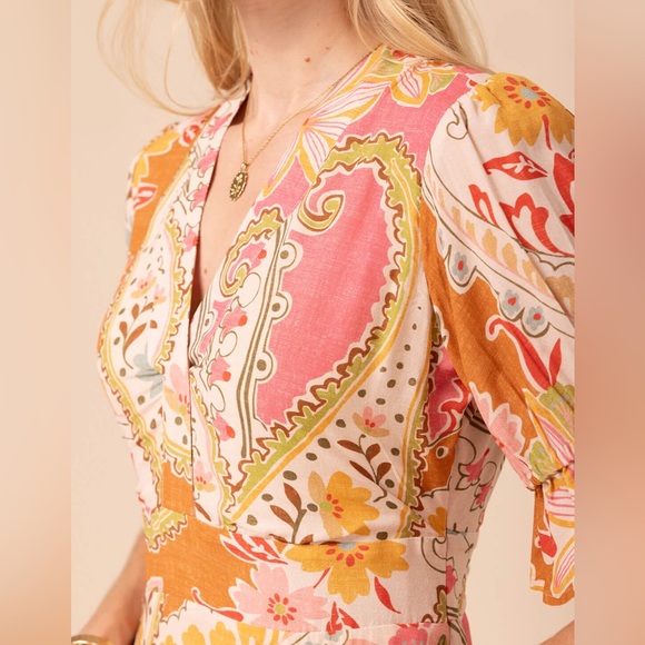 Spartina 449 Vibrant Paisley Maxi Dress - Pink and Gold - Picture 2 of 12